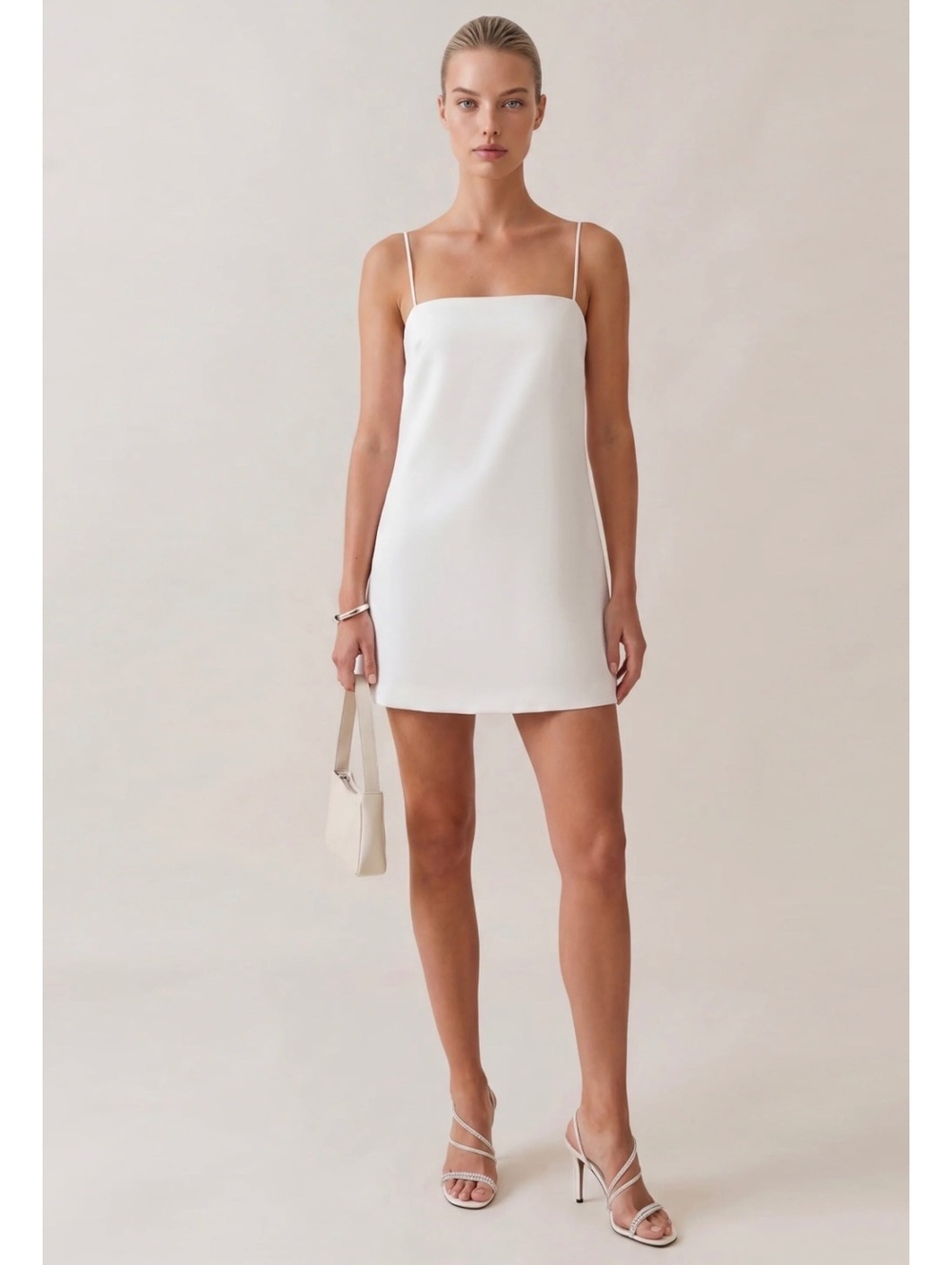 New Kourt by Few Moda Sue Satin Mini Dress Size Medium White Women's